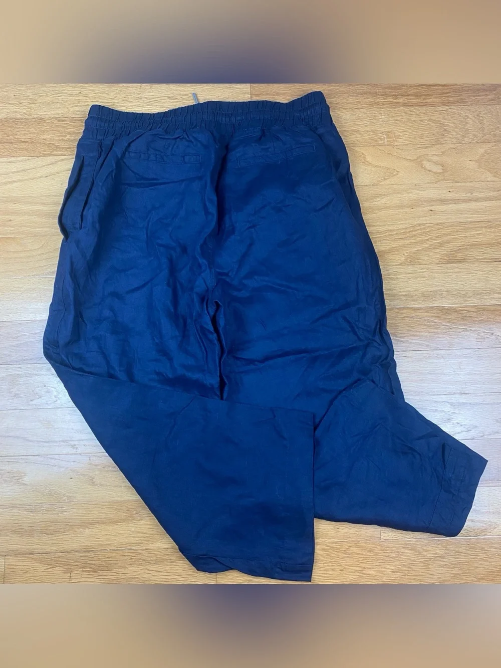 Quince Linen Wide Leg Crop Pants Pull On Elastic Drawstring Waist Black XL
